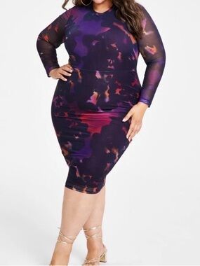 Nina Parker Long Sleeve Abstract Print Maxi Dress size 3X